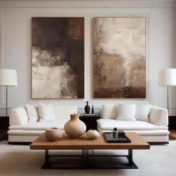 Morandi Color style oil painting Handpainted Brown and beige Textured painting art handmade Brown and beige Abstract art painting abstract Morandi wall decor Brown and beige Wall Art painting