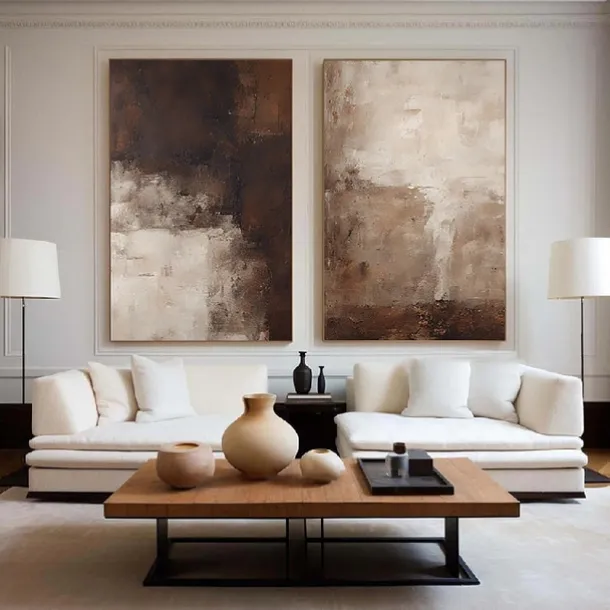 Morandi Color style oil painting Handpainted Brown and beige Textured painting art handmade Brown and beige Abstract art painting abstract Morandi wall decor Brown and beige Wall Art painting