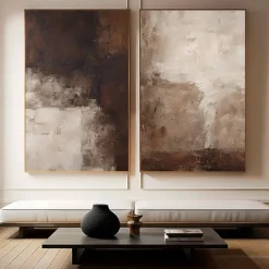 Morandi Color style oil painting Handpainted Brown and beige Textured painting art handmade Brown and beige Abstract art painting abstract Morandi wall decor Brown and beige Wall Art painting