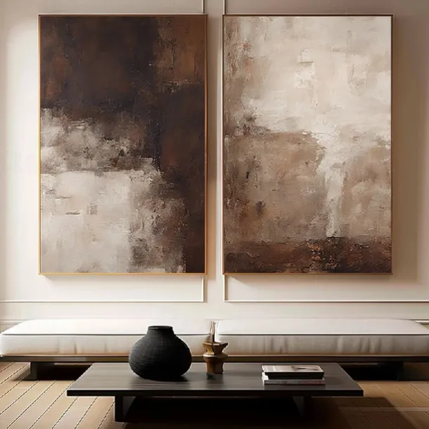 Morandi Color style oil painting Handpainted Brown and beige Textured painting art handmade Brown and beige Abstract art painting abstract Morandi wall decor Brown and beige Wall Art painting