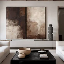 Morandi Color style oil painting Handpainted Brown and beige Textured painting art handmade Brown and beige Abstract art painting abstract Morandi wall decor Brown and beige Wall Art painting