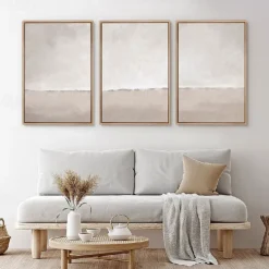 Morandi style oil painting handmade Wall Art Beige Grey oil painting handmade Abstract Landscape Morandi color Painting Modern Art Minimalist Neutral Home Decor Framed Canvas