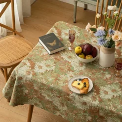 Moroccan Jacquard Tablecloth Stain and Wrinkle Resistant Washable Polyester Table Cloth, Decorative Fabric Table Cover for Dining Table, Buffet Parties and Camping