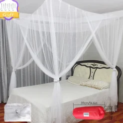 Mosquito Net Bed Canopy, 4 Corner Post Canopy Bed Curtains with 4 Hanging Hooks, 30ft Tether and 4 Tassel Hanging Pendants for Full/Queen/King Size