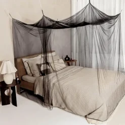 Mosquito Net for Bed Bed Canopy Single to King Size Bed 4 Side Openings & 6 Hanging Loops Decorative Rectangular Shape