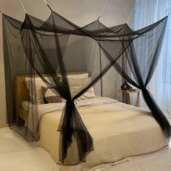 Mosquito Net for Bed Bed Canopy Single to King Size Bed 4 Side Openings & 6 Hanging Loops Decorative Rectangular Shape