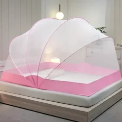 Mosquito Net for Bed Foldable Space Roof Shape Household Nets Increase in Height 47in Large Space Mosquito Netting with Free Installation