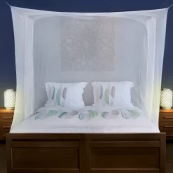 Mosquito Net for Single to King-Sized Beds, 2 Openings or Fully-Enclosed Bed Canopy, Rectangular White Universal Netting Canopy for Indoor Outdoor Use, Ideal for Home, Travel