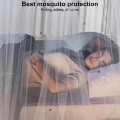 Mosquito Net for Single to King-Sized Beds, 2 Openings or Fully-Enclosed Bed Canopy, Rectangular White Universal Netting Canopy for Indoor Outdoor Use, Ideal for Home, Travel