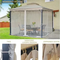 Mosquito Netting for Patio Canopy Umblla Scen Netting for Porch Patio and Outdoor Living Spaces 4-Panel Patio Scen Walls with Zipper
