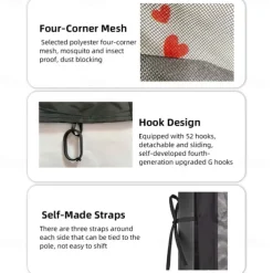 Mosquito Netting for Patio Canopy Umblla Scen Netting for Porch Patio and Outdoor Living Spaces 4-Panel Patio Scen Walls with Zipper