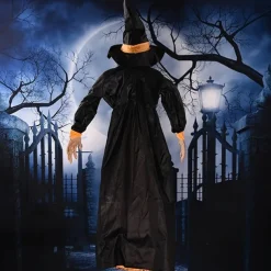 Motion-Activated Witch and Sound Sensing Halloween Bar Scene Decoration for Haunted House Atmosphere