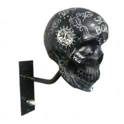 Motorcycle Helmet Skull Holder,Helmet Storage Rack Wall Mount Hat Rack Skull Helmet Rack, Resin Crafts, for Coats, Caps, Baseballs and Rugby Helmet