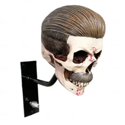 Motorcycle Helmet Skull Holder,Helmet Storage Rack Wall Mount Hat Rack Skull Helmet Rack, Resin Crafts, for Coats, Caps, Baseballs and Rugby Helmet