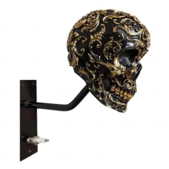 Motorcycle Helmet Skull Holder,Helmet Storage Rack Wall Mount Hat Rack Skull Helmet Rack, Resin Crafts, for Coats, Caps, Baseballs and Rugby Helmet