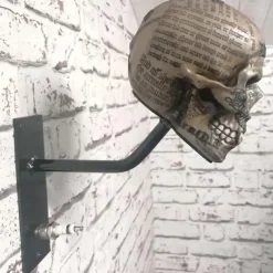 Motorcycle Helmet Skull Holder,Helmet Storage Rack Wall Mount Hat Rack Skull Helmet Rack, Resin Crafts, for Coats, Caps, Baseballs and Rugby Helmet