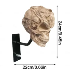 Motorcycle Helmet Skull Holder,Helmet Storage Rack Wall Mount Hat Rack Skull Helmet Rack, Resin Crafts, for Coats, Caps, Baseballs and Rugby Helmet