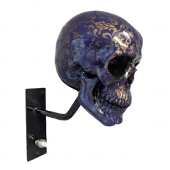 Motorcycle Helmet Skull Holder,Helmet Storage Rack Wall Mount Hat Rack Skull Helmet Rack, Resin Crafts, for Coats, Caps, Baseballs and Rugby Helmet