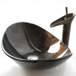 Mounting Ring Antique Tempered Glass Rectangular Vessel Sink Lavabo