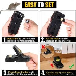 Mouse Trap, Small Rat Traps, Mouse Catcher With Detachable Bait Cup For Home Indoor Outdoor