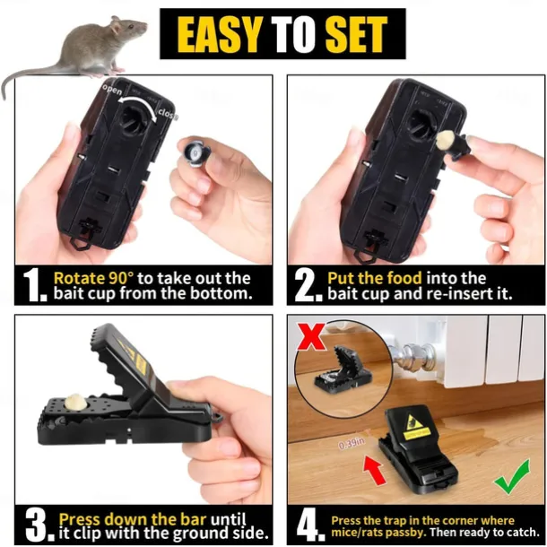 Mouse Trap, Small Rat Traps, Mouse Catcher With Detachable Bait Cup For Home Indoor Outdoor