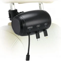 Multi Car Retractable Backseat 3 in 1 Car Charging Station Box Compatible with All Phones, for Uber Taxi Lyft Turo Ride Share Customer Charging Dock Attach to Headrest