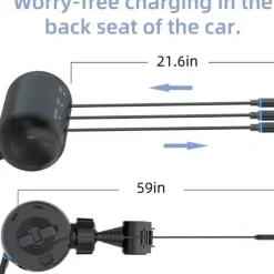 Multi Car Retractable Backseat 3 in 1 Car Charging Station Box Compatible with All Phones, for Uber Taxi Lyft Turo Ride Share Customer Charging Dock Attach to Headrest