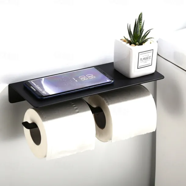 Multi Functional Paper Towel Holder, Bilateral Toilet Paper Holder, Space Aluminum Black, Matt