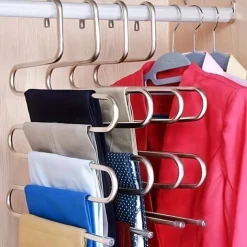 Multi Layer Pants Holder, Multifunctional S-shaped Clothes Holder For Wardrobe Storage, Household Bathroom Towel Organizer Rack, Anti Slip Storage, Sorting And Drying Device