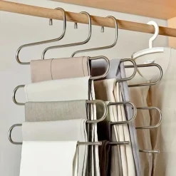 Multi Layer Pants Holder, Multifunctional S-shaped Clothes Holder For Wardrobe Storage, Household Bathroom Towel Organizer Rack, Anti Slip Storage, Sorting And Drying Device