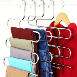 Multi Layer Pants Holder, Multifunctional S-shaped Clothes Holder For Wardrobe Storage, Household Bathroom Towel Organizer Rack, Anti Slip Storage, Sorting And Drying Device