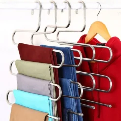 Multi Layer Pants Holder, Multifunctional S-shaped Clothes Holder For Wardrobe Storage, Household Bathroom Towel Organizer Rack, Anti Slip Storage, Sorting And Drying Device