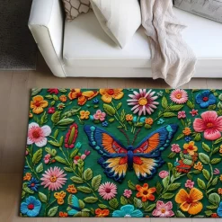 Multicolor Butterfly Area Rug Kitchen Mat Non-Slip Oil Proof Floor Mat Livingroom Rug Indoor Outdoor Mat Bedroom Decor Bathroom Mat Entrance Rug Door Mat