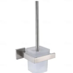 Multifunction Bathroom Accessory Set Include Towel Bar Toilet Brush Holder Robe Hook and Toilet Paper Holder Contemporary Stainless Steel for Bathroom Wall Mounted Silvery 4pcs