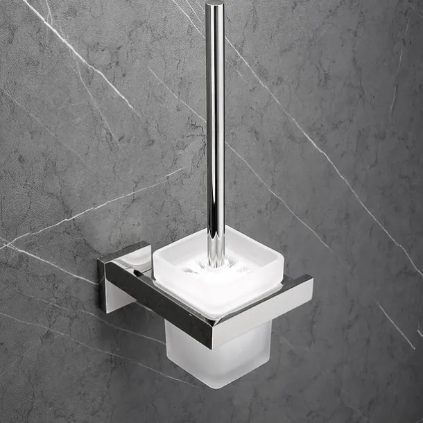 Multifunction Bathroom Accessory Set Stainless Steel Include Chrome Robe Hook and Polished Toilet Brush Holder/Toilet Paper Holder with Silver Tower Rack Wall Mount 4PCS