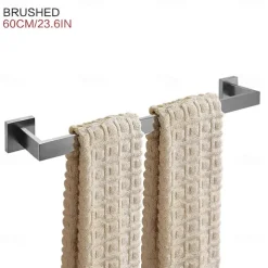 Multifunction Bathroom Accessory Set Include Towel Bar Toilet Paper Holder and Robe Hooks Stainless Steel Bathroom Shelf Wall Mounted 1or3or4 pcs