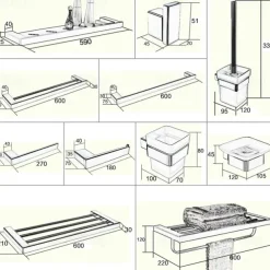 Multifunction Bathroom Accessory 1pc Include Towel Bar/Robe Hook/Towel Rack/Toothbrush Holder/Soap Dishes and Bath Shelf Stainless Steel Wall Mounted Matte Black