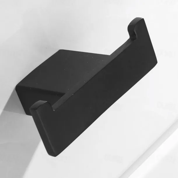 Multifunction Bathroom Accessory 1pc Include Towel Bar/Robe Hook/Towel Rack/Toothbrush Holder/Soap Dishes and Bath Shelf Stainless Steel Wall Mounted Matte Black