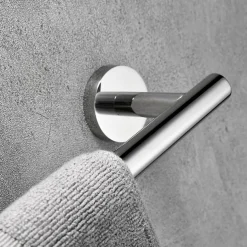 Multifunction Bathroom Accessory Set Mirror Polished Robe Hook and Bathroom Single Rod Stainless Steel Wall Mounted Silvery 4pcs