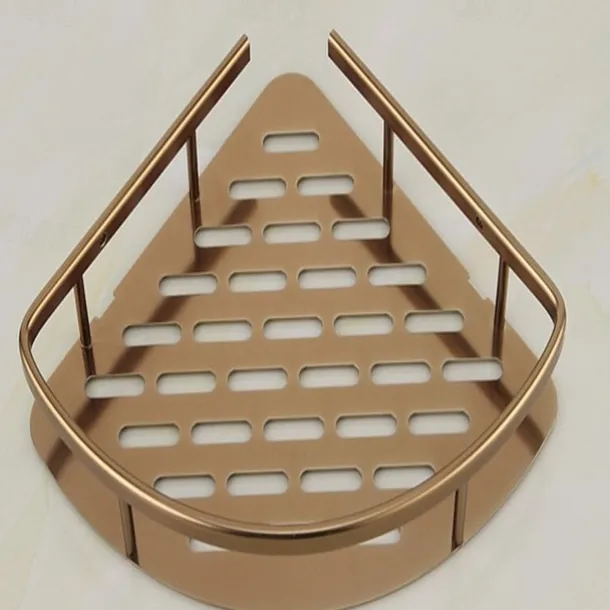 Multifunction Bathroom Corner Shelf with 2 Hooks Aluminum 2 Tiers Storage Rack for Toilet 1pc