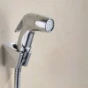 Multifunction Bidet Faucet with Holder Chrome Toilet Handheld Bidet Sprayer Self-Cleaning Contemporary Silvery