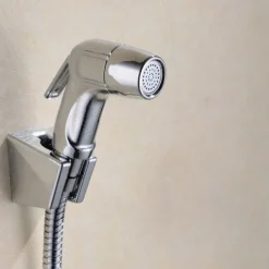 Multifunction Bidet Faucet with Holder Chrome Toilet Handheld Bidet Sprayer Self-Cleaning Contemporary Silvery