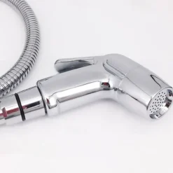 Multifunction Bidet Faucet with Holder Chrome Toilet Handheld Bidet Sprayer Self-Cleaning Contemporary Silvery