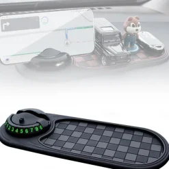 Multifunction Car Anti-Slip Mat, New Multifunctional Car Dashboard Mobile Phone Holder, Auto Universal Rotatable Anti Skid Car Dashboard Pad with Temporary Parking Number