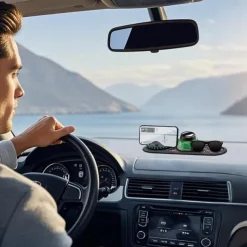 Multifunction Car Anti-Slip Mat, New Multifunctional Car Dashboard Mobile Phone Holder, Auto Universal Rotatable Anti Skid Car Dashboard Pad with Temporary Parking Number