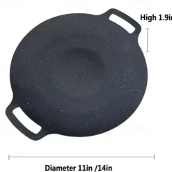 Multi-Function Medical Stone Grill Pan Non-Stick Pan,Non-Stick Coating Frying Pan,Round BBQ Griddle with Handle,Multifunctional Stove Plate for Meats,Pancakes,Ribs