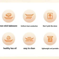 Multi-Function Medical Stone Grill Pan Non-Stick Pan,Non-Stick Coating Frying Pan,Round BBQ Griddle with Handle,Multifunctional Stove Plate for Meats,Pancakes,Ribs