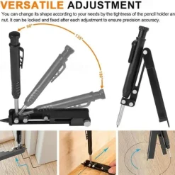 Multi-Function Scribing Tool, Construction Pencil, Tiling Pave Woodworking Outlines Circles Profiling Contour Gauge With Woodworking Scribing Pen