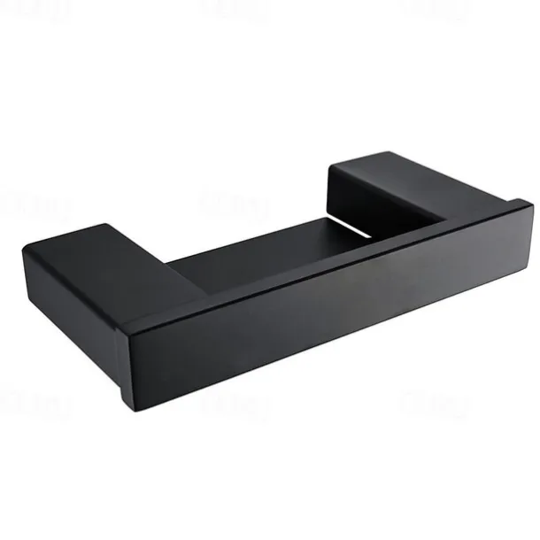 Multifunction Soap Dishes & Holders Contemporary Stainless Steel Rectangle Bath Shelf Wall Mounted Matte Black 1pc
