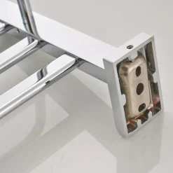 Multifunction Towel Rail Rack Holder Foldable Modern Solid Brass Bathroom Shelf with Hooks Wall Mounted Silvery